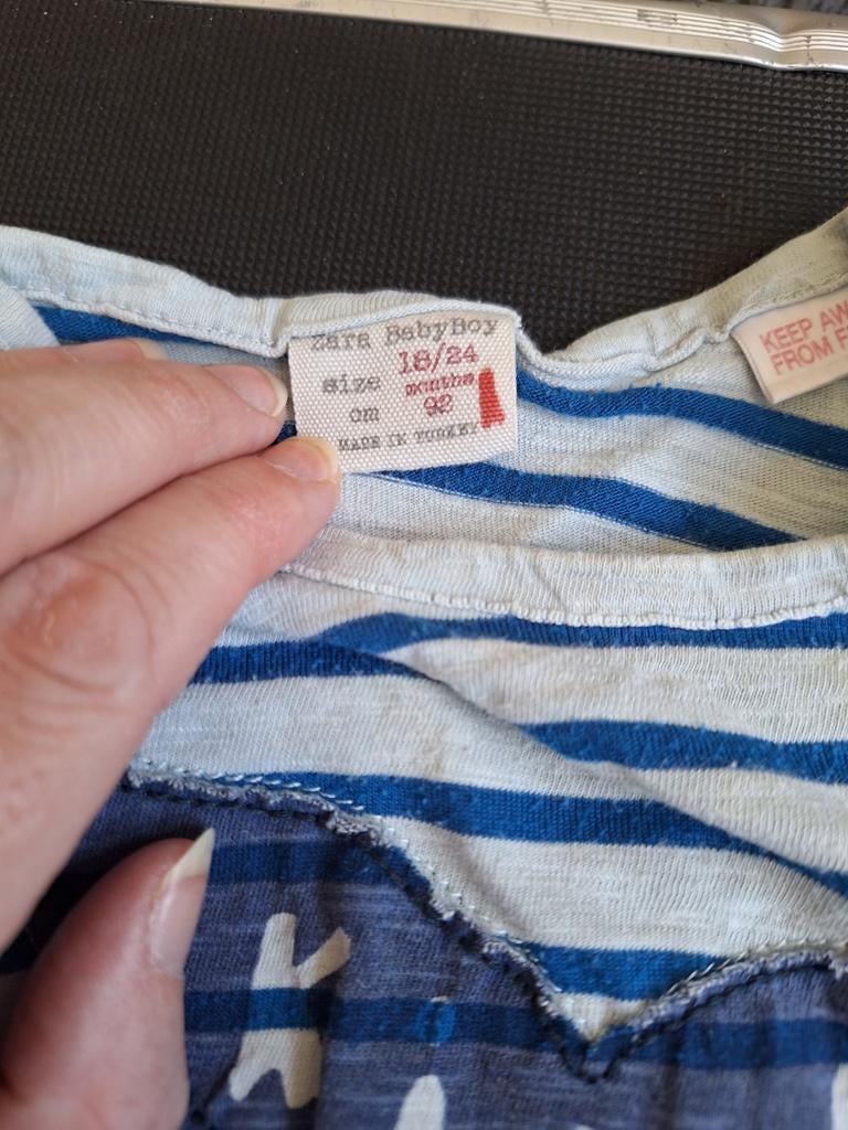 Blauw gestreept zee tshirt Maat 92, Gebruikt, Onbekend, Ophalen of Verzenden, Zara boys