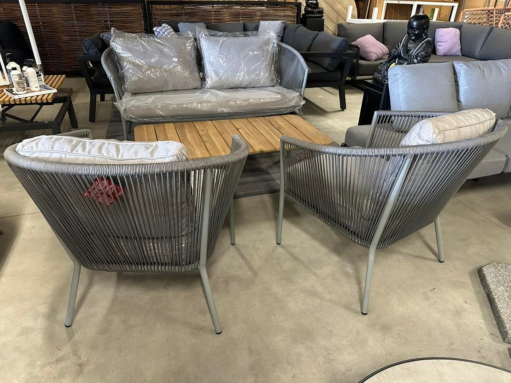 Aluminium & Rope Prachtige Luxe Loungeset –Reims, 4 zitplaatsen, Info@eurofar.nl, Ophalen of Verzenden, Loungeset