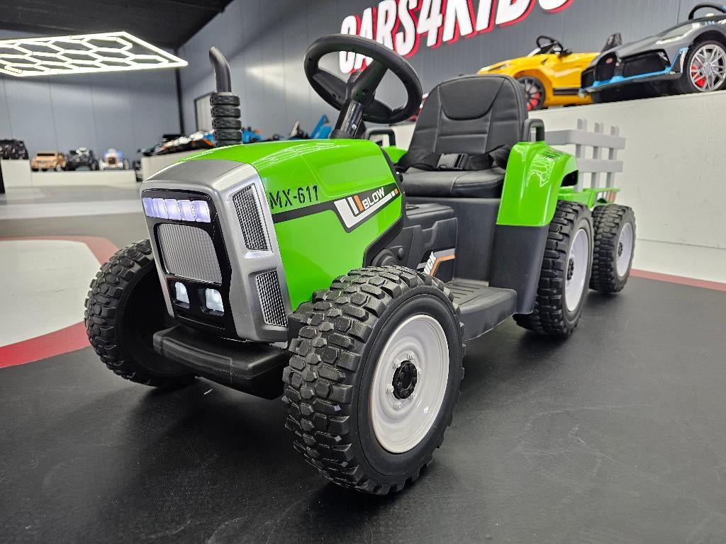 Kindertractor met aanhanger - 12 volt - leren zit - met RC, Kinderen en Baby's, Speelgoed | Speelgoedvoertuigen, Nieuw, Afstandsbediening
