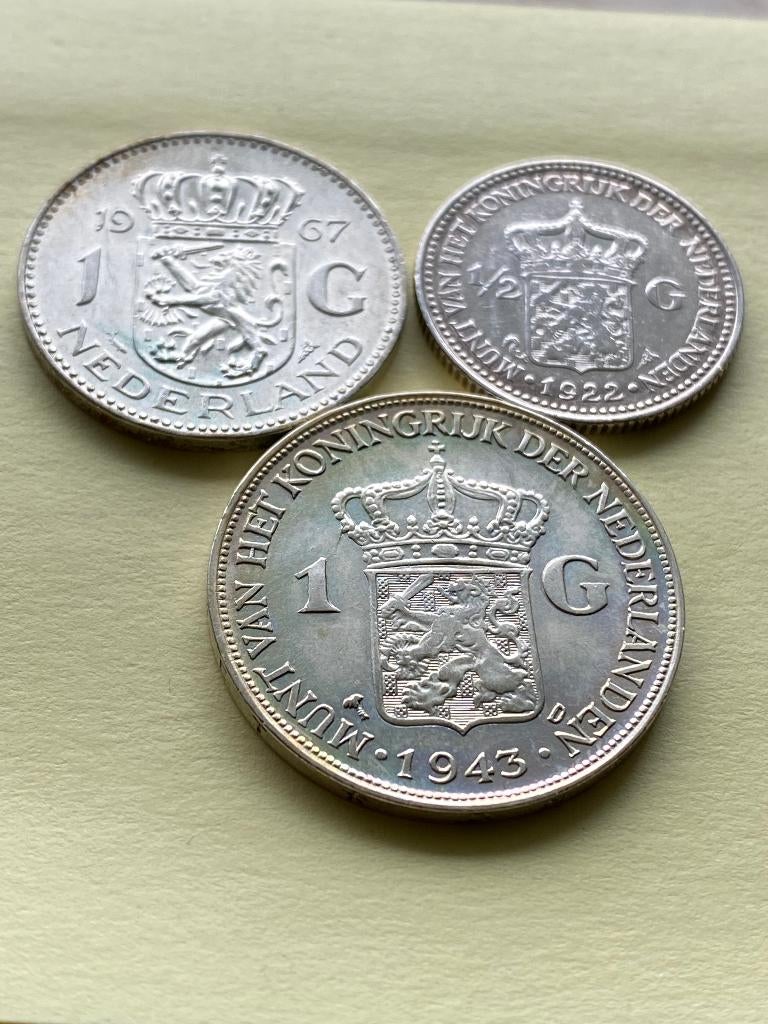 3 munten uit het gulden tijdperk, Ophalen of Verzenden, Koningin Wilhelmina, Setje, Zilver