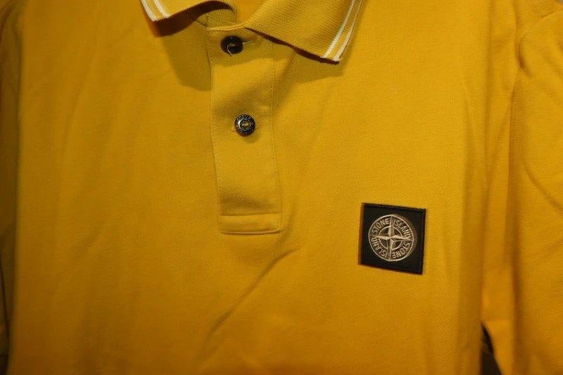 Stone Island knal gele polo embleem op de borst M, Geel, Stone Island, Gedragen, Verzenden