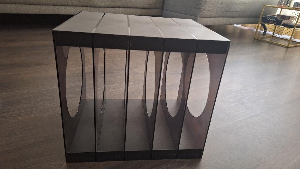 Vintage platenstandaard bruin, Huis en Inrichting, Kasten | Overige, Ophalen, Gebruikt