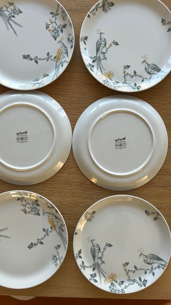 6 Vivo diner borden limited edition 2 dessins, Nieuw, Ophalen of Verzenden, Bord(en), Overige stijlen