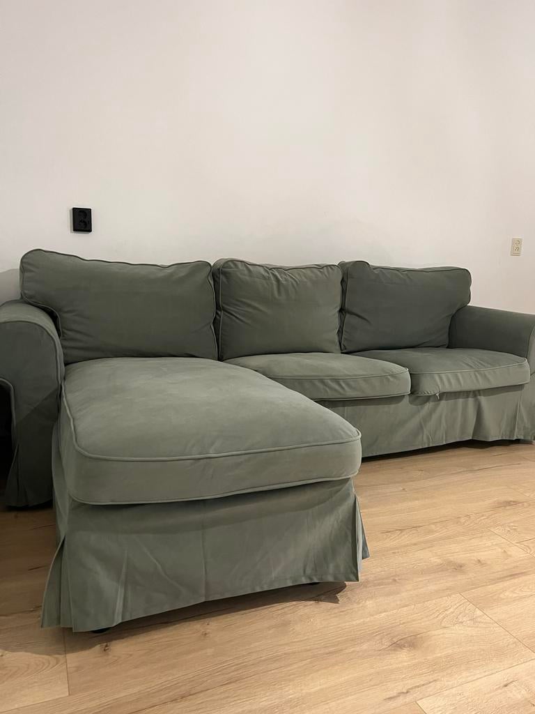 IKEA Comfortabele chaise longue bank - Groen, Gebruikt, 125 tot 150 cm, Driepersoons, Ophalen of Verzenden