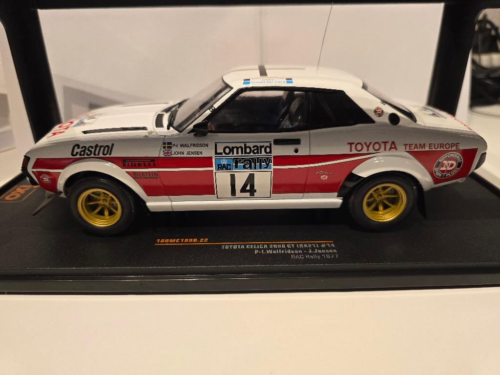 Toyota Celica 2000 GT Rac rally 1977 1/18, Ophalen of Verzenden, Nieuw, Auto, Overige merken