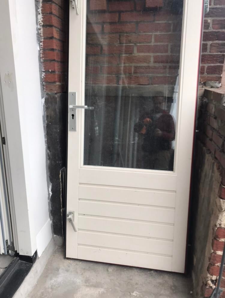 Meranti Buitendeur 201,5x83 buiten deur lage borstwering, Doe-het-zelf en Verbouw, Ophalen, 80 tot 100 cm, 200 tot 215 cm, Glas