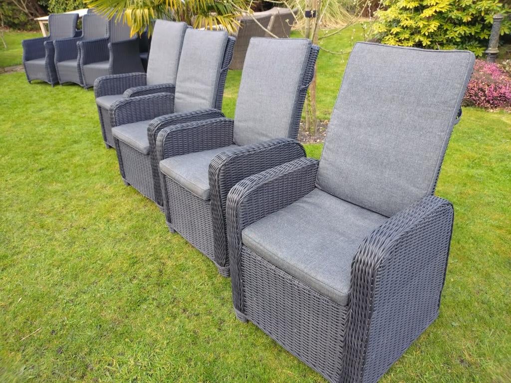 Set van 4 mooie verstelbare tuinstoelen., Tuin en Terras, Tuinstoelen, Aluminium, Ophalen