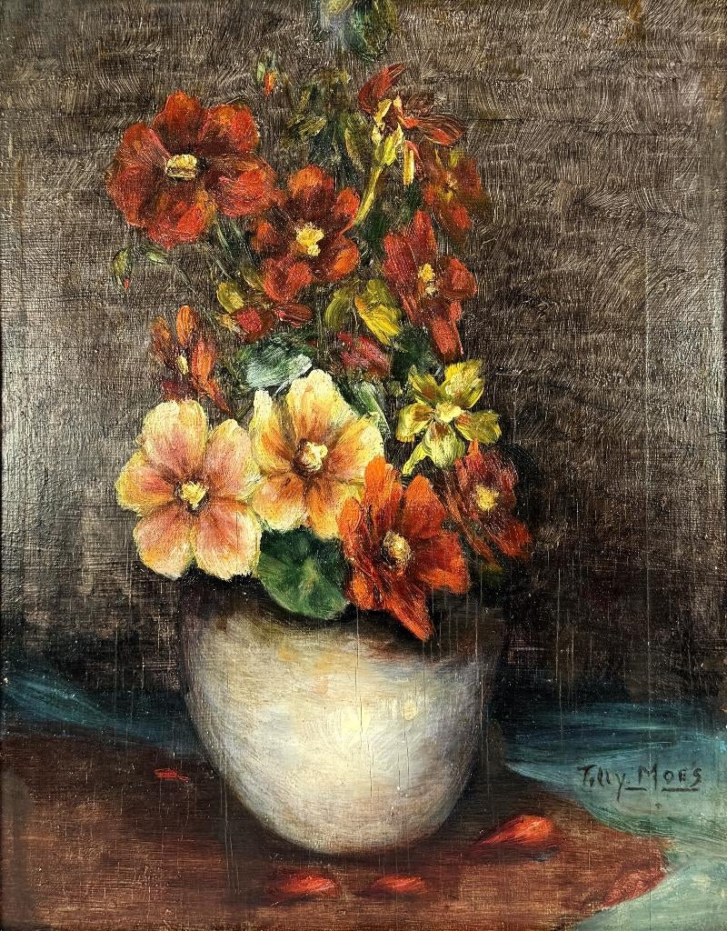 256. Olieverfschilderij, Tilly Moes - stilleven, Antiek en Kunst, Kunst | Schilderijen | Klassiek, Ophalen of Verzenden