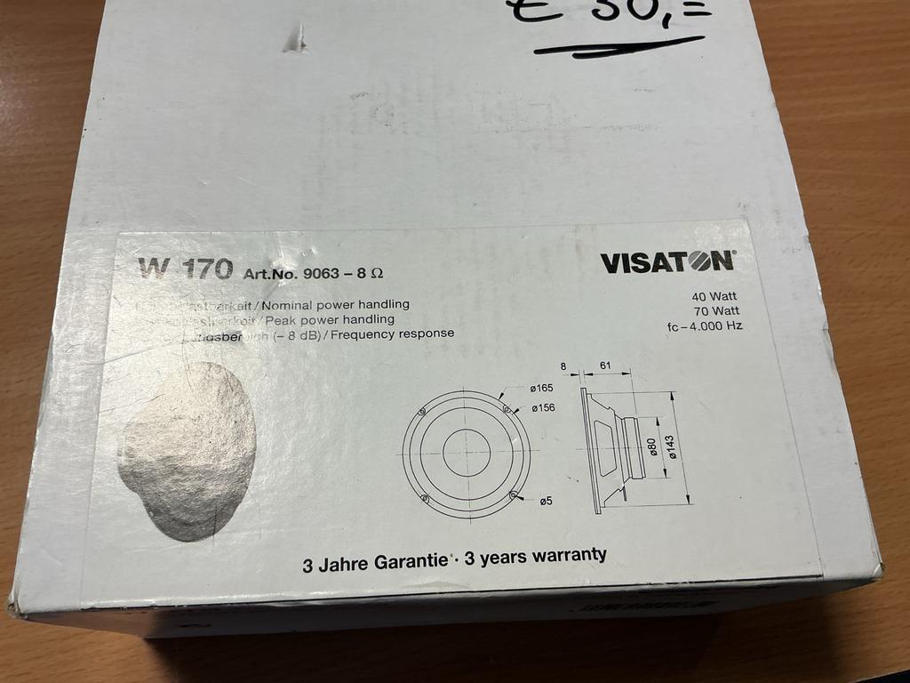 Visaton W 170 Woofer - Nieuw in doos, Overige merken, Overige typen, Nieuw, Ophalen of Verzenden