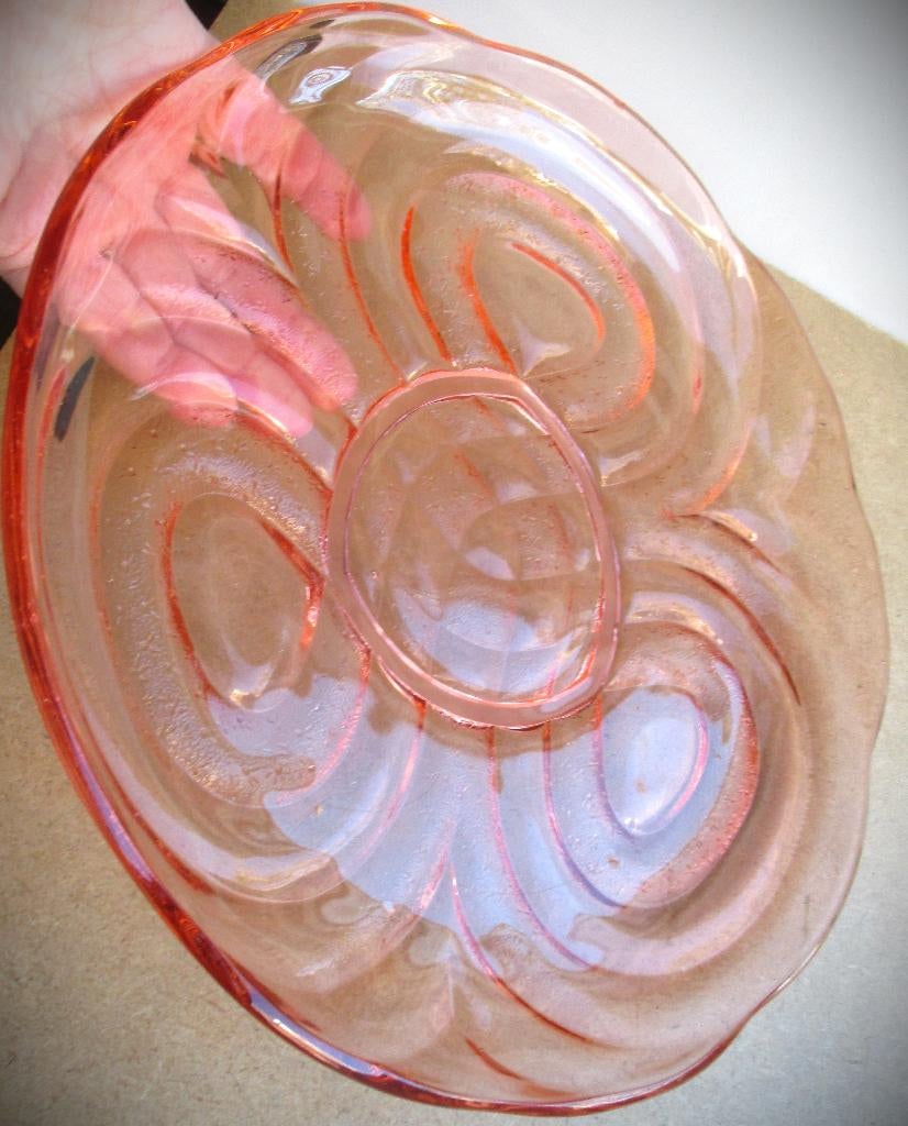 Schaal~Gebakschaal~Antiek zalm kleurige Taartschaal jaren 30, Ophalen of Verzenden