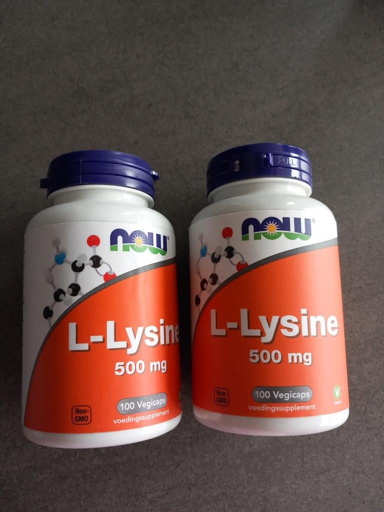 NOW L-Lysine 500 mg - 2x 100 Vegicaps - Voedingssupplement, Ophalen of Verzenden, Nieuw, Pillen