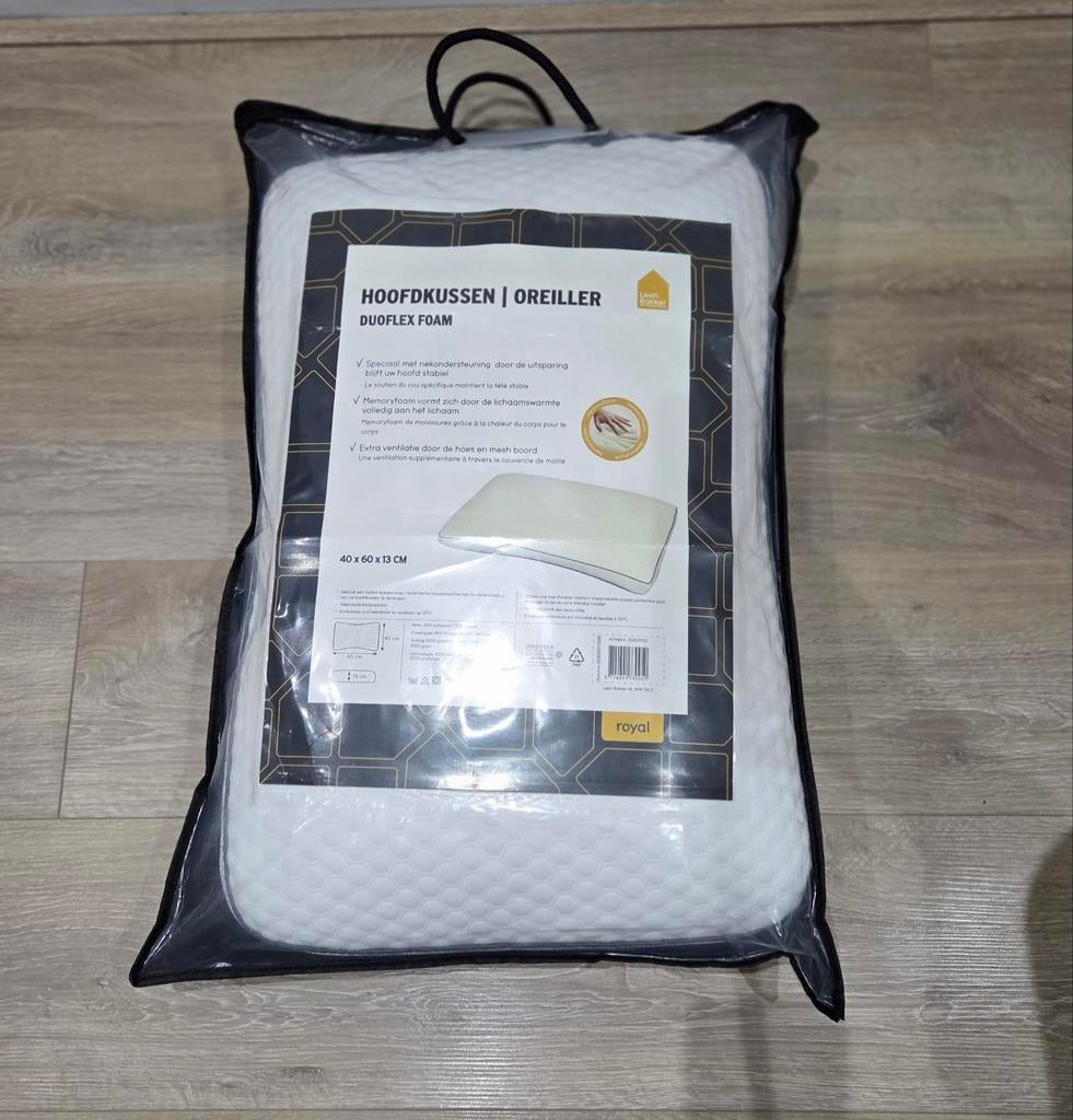 Duoflex Foam Hoofdkussen 40x60x13 - Zo goed als nieuw, Ophalen of Verzenden, Zo goed als nieuw, Kussen