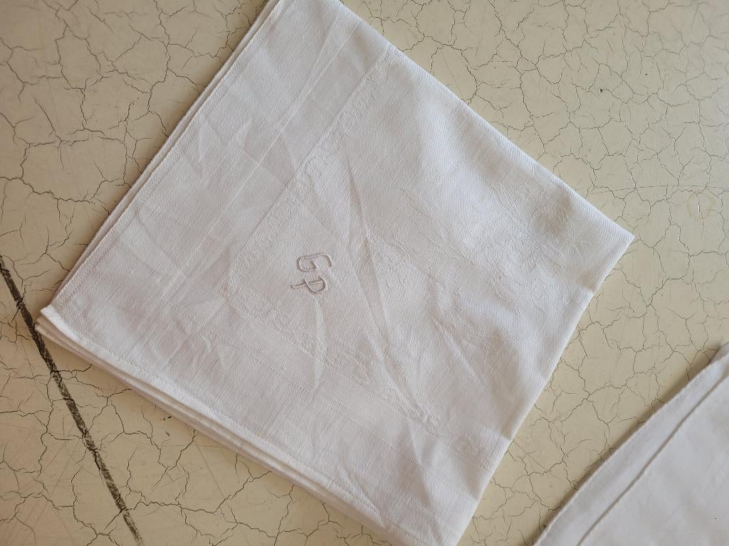Vintage heren zakdoek met monogram, Ophalen of Verzenden
