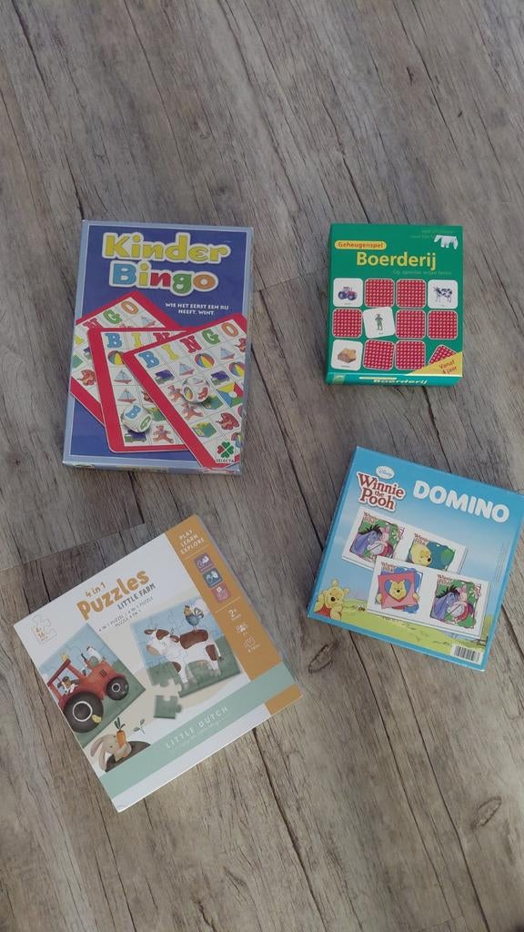 Spellenpakket: Bingo,Memory, Domino, Ophalen of Verzenden, 10 tot 50 stukjes, Gebruikt, 2 tot 4 jaar