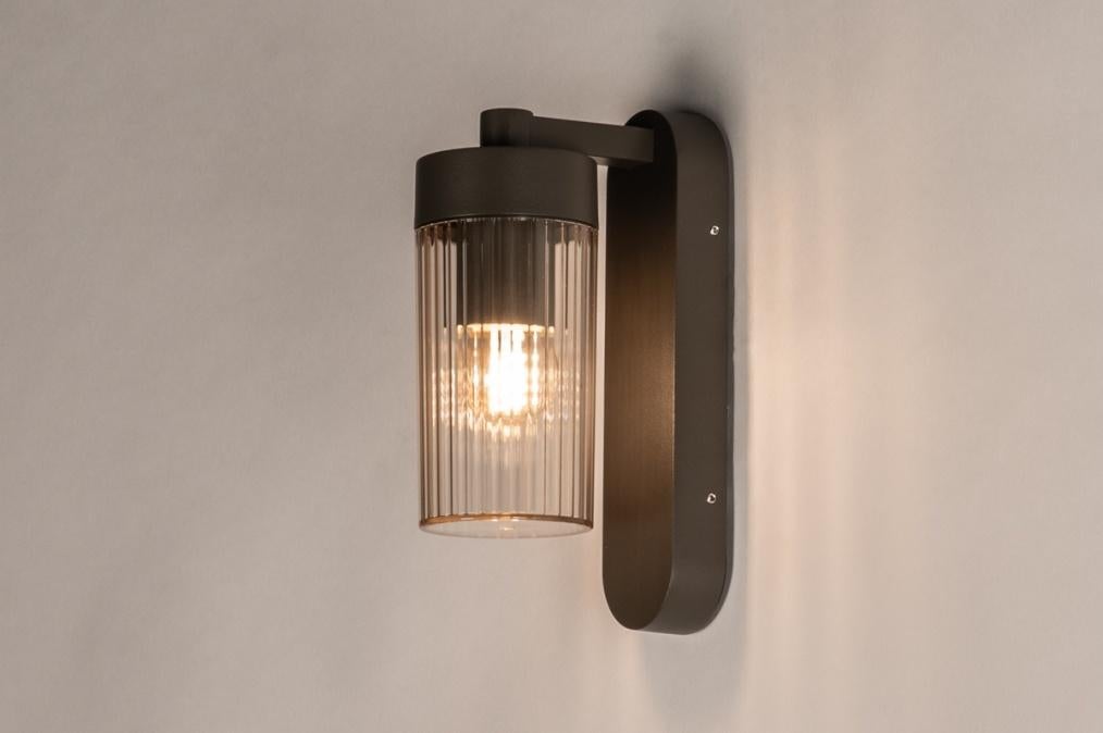 buitenlamp bruin koffiekleur amber glas huis tuin wandlamp, Ophalen of Verzenden, Nieuw, Glas