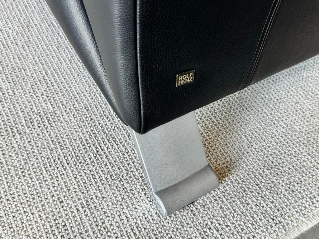 Rolf Benz 322 Design Bank - Zwart Leder 205cm, X, Driepersoons, Ophalen of Verzenden, Zo goed als nieuw