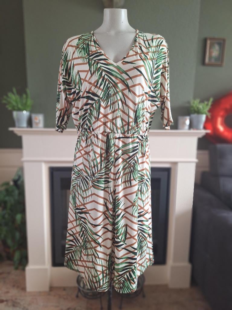 K-Design K Design plant blad jurk XL, K-design, Verzenden, Maat 46/48 (XL) of groter, Zo goed als nieuw