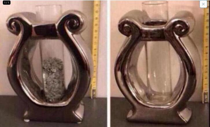 Decoratieve vaas met glazen inzetstuk, Ophalen, Overige materialen, Overige kleuren, Zo goed als nieuw