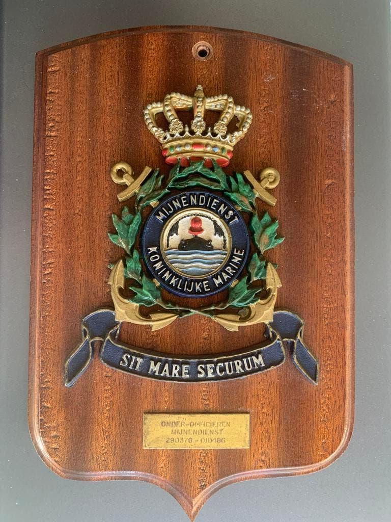 Schild Mijnendienst Kon. MARINE, Ophalen of Verzenden, Marine, Nederland, Embleem of Badge