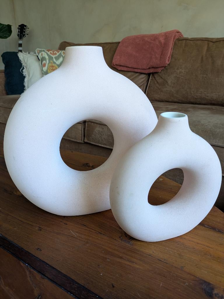 H&M Home Keramieken Vazen Lichtroze, Huis en Inrichting, Woonaccessoires | Vazen, Ophalen, Gebruikt, Overige kleuren, Aardewerk of Porselein