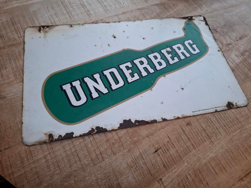 Origineel dubbelzijdig reclame bord UNDERBERG Café Horeca, Ophalen of Verzenden, Gebruikt, Reclamebord