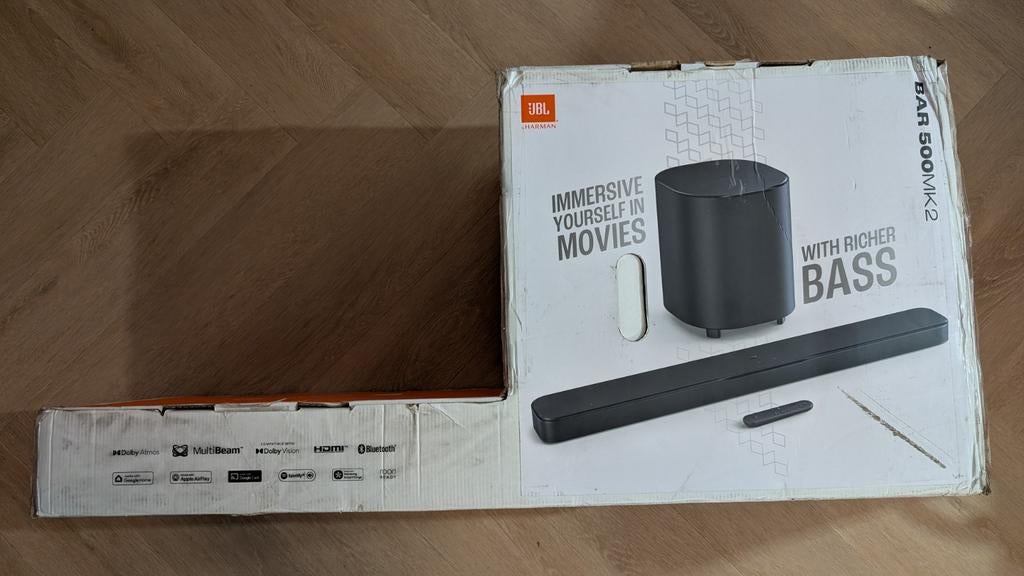 JBL Bar 500 MK2 Soundbar + sub home cinema set dolby atmos, Ophalen of Verzenden, Bluetooth, Zo goed als nieuw