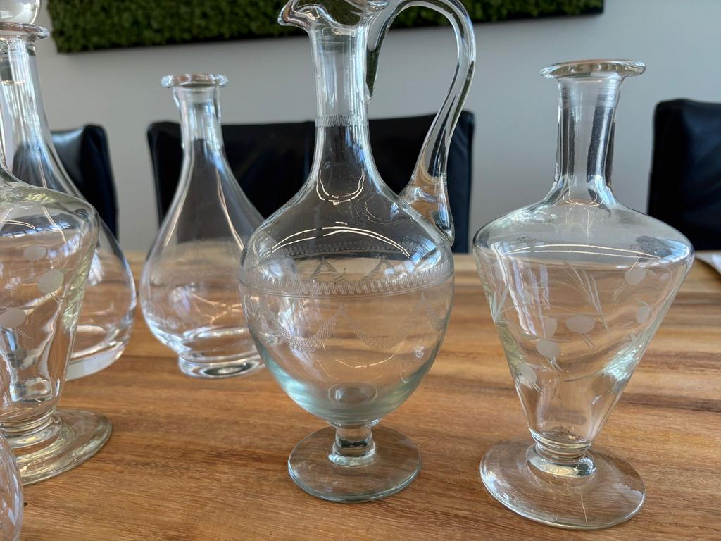 Set van 12 antieke glazen karaffen en flessen, Antiek en Kunst, Antiek | Glas en Kristal, Ophalen