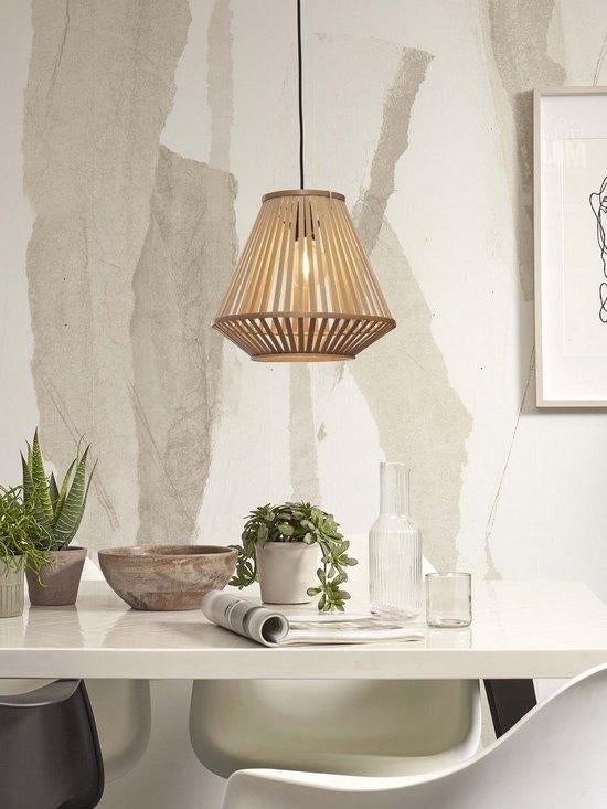 Good & Mojo hanglamp bamboe 30x30x30cm, Nieuw, Ophalen of Verzenden, Modern, 75 cm of meer