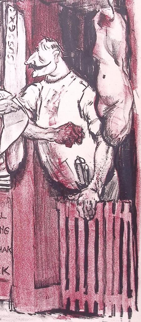 Wilhelm als slager in gesprek met Wilson op spotprent, Ophalen