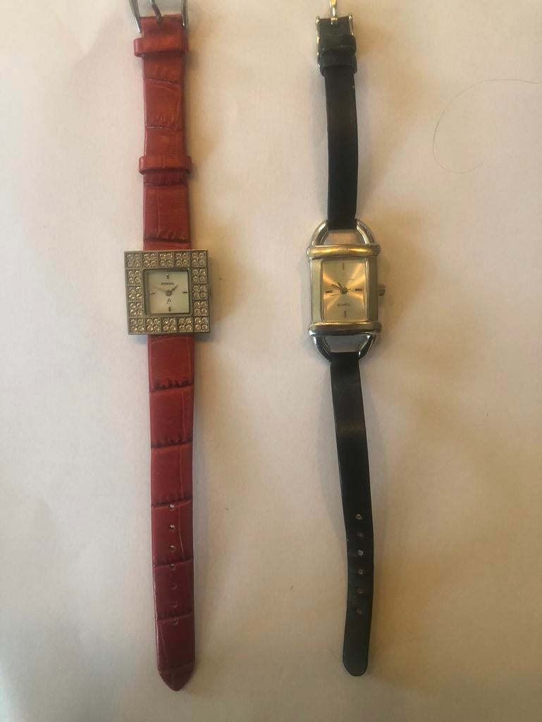 Horloge Fossil Swarovski accent en Pierre Montreux, Ophalen of Verzenden, Zo goed als nieuw, Leer, Fossil