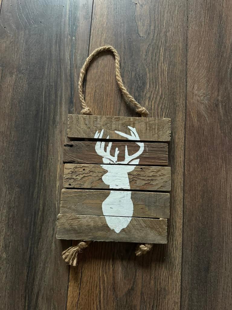 Houten kerst hanger met hert, Ophalen of Verzenden, Nieuw