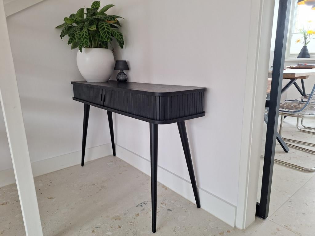 Zuiver Barbier Side Table - zwart met roldeurtjes, Ophalen, Minder dan 50 cm, Zo goed als nieuw, Minder dan 25 cm