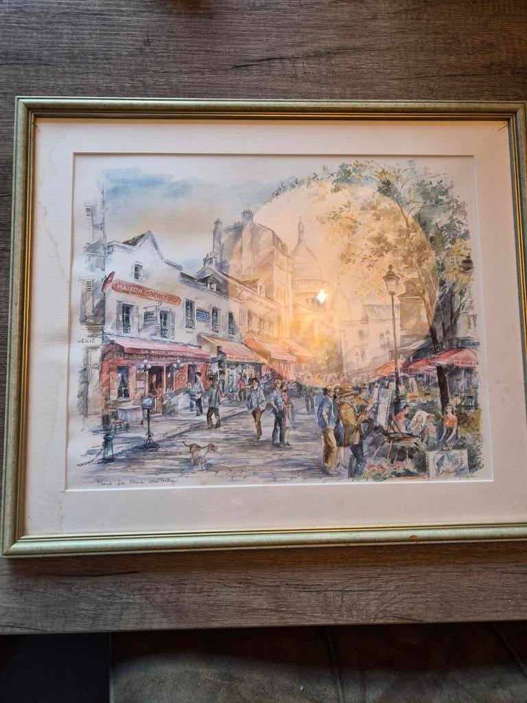 Schilderij Schilderswijk Parijs, 43x37 cm, Ophalen of Verzenden