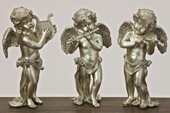 Mooie zilverkleurige engelen met harp, viool, dwarsfluit, Ophalen of Verzenden, Nieuw