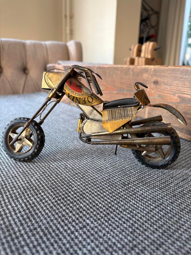 Motorfiets van bierblikjes - Uniek decoratie object, Ophalen of Verzenden