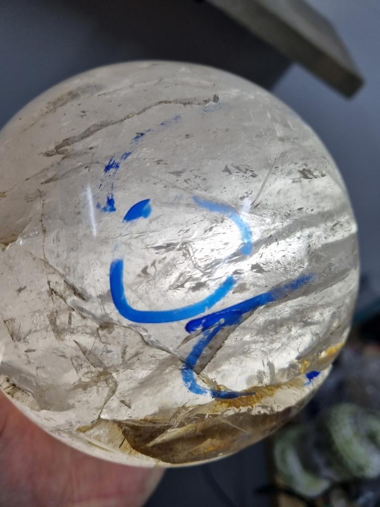 Grote bergkristal bol met ingesloten water, Ophalen of Verzenden, Mineraal