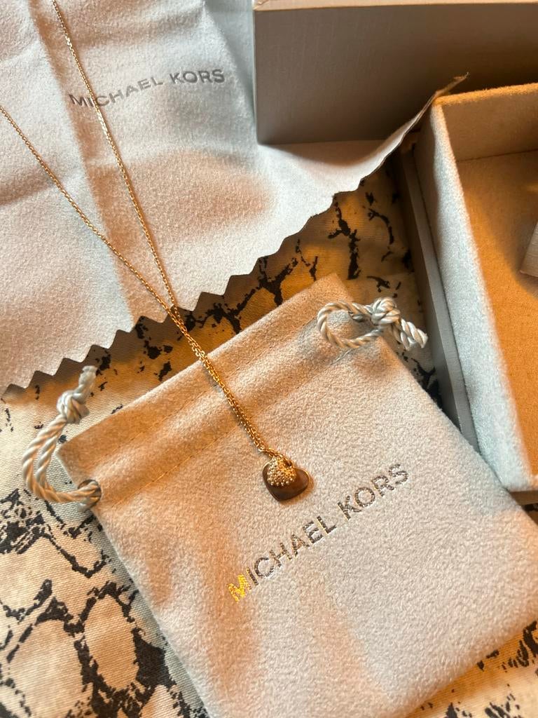 Michael Kors Rose Gouden Ketting met Hart Hanger, Ophalen of Verzenden, Zo goed als nieuw, Goud, Met hanger