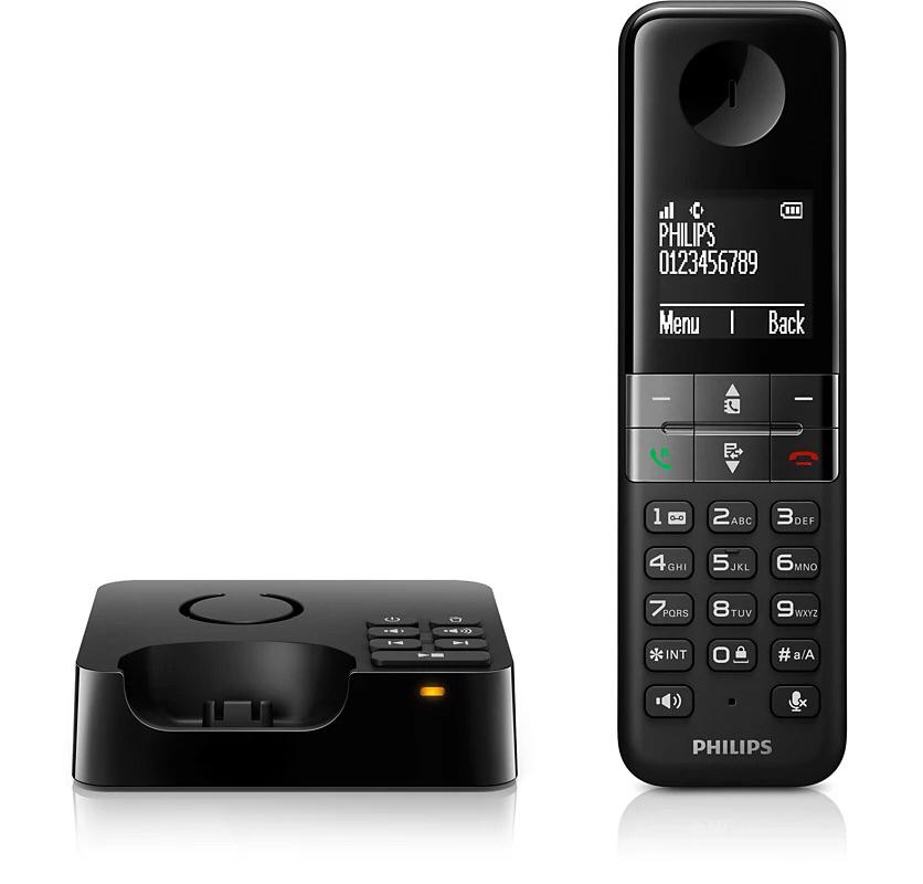 PHILIPS D4751B Cordless landline phone met answering machine, Ophalen of Verzenden, Zo goed als nieuw, 1 handset