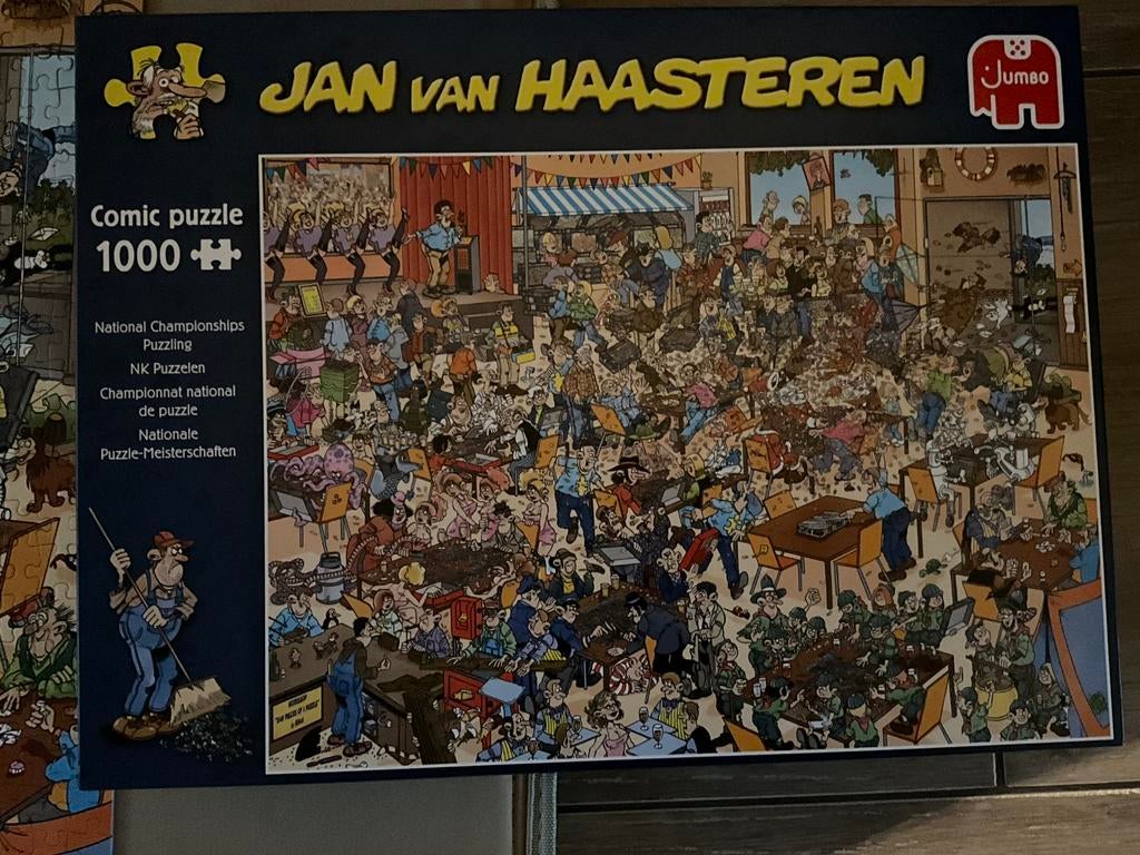 Puzzel van Jan van Haasteren (NK puzzelen) 1000 stukjes, Ophalen of Verzenden, 500 t/m 1500 stukjes, Zo goed als nieuw