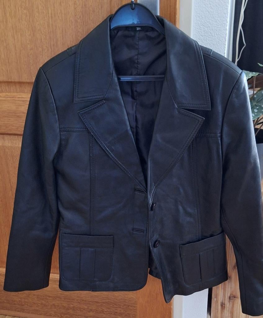 Zwarte leren blazerjas maat 3xl, Ophalen of Verzenden, Zo goed als nieuw, Maat 46/48 (XL) of groter, Zwart