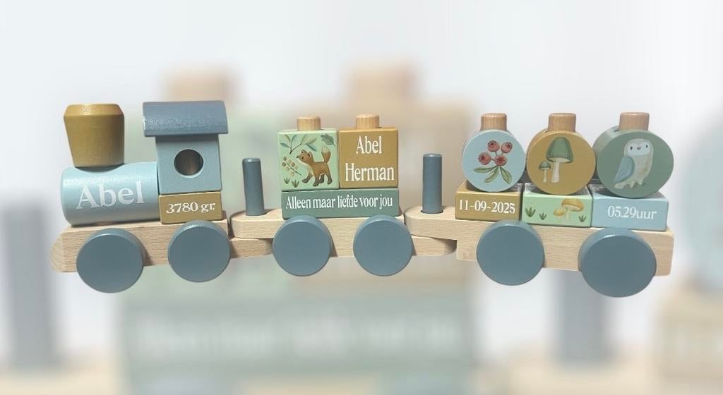 Gepersonaliseerde Houten Trein - Geboortecadeau, Ophalen of Verzenden, Nieuw, Overige typen