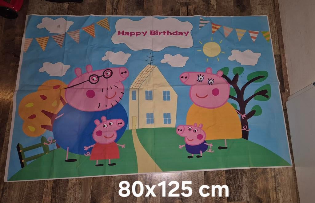 Peppa pig verjaardags banner 80x125cm, Hobby en Vrije tijd, Feestartikelen, Ophalen, Versiering