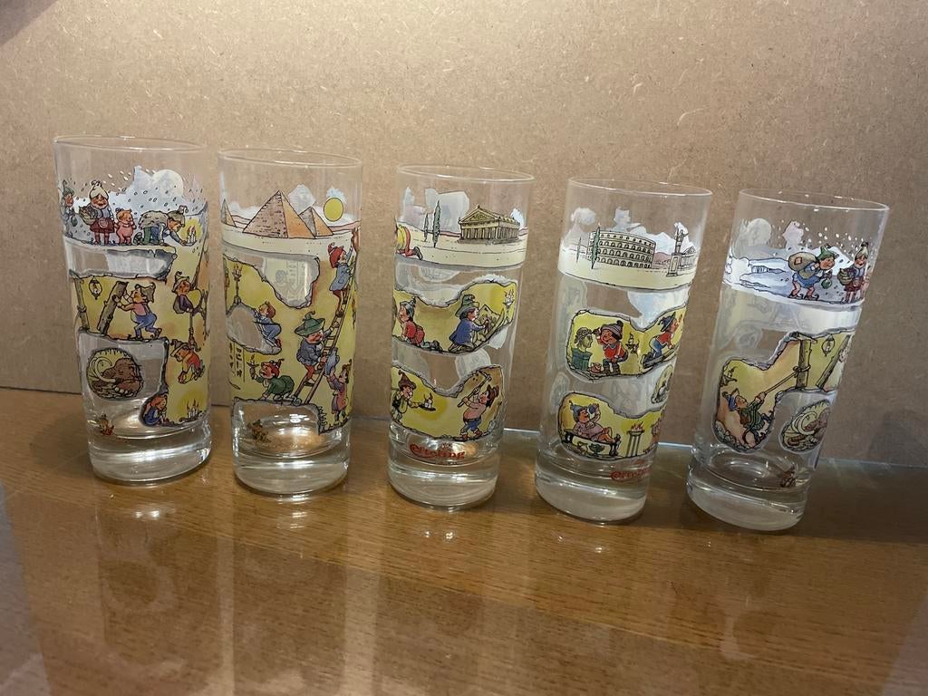 5 Efteling Laaf glazen - Winter is Dubbel, Verzamelen, Glas en Borrelglaasjes, Ophalen of Verzenden, Gebruikt, Frisdrankglas