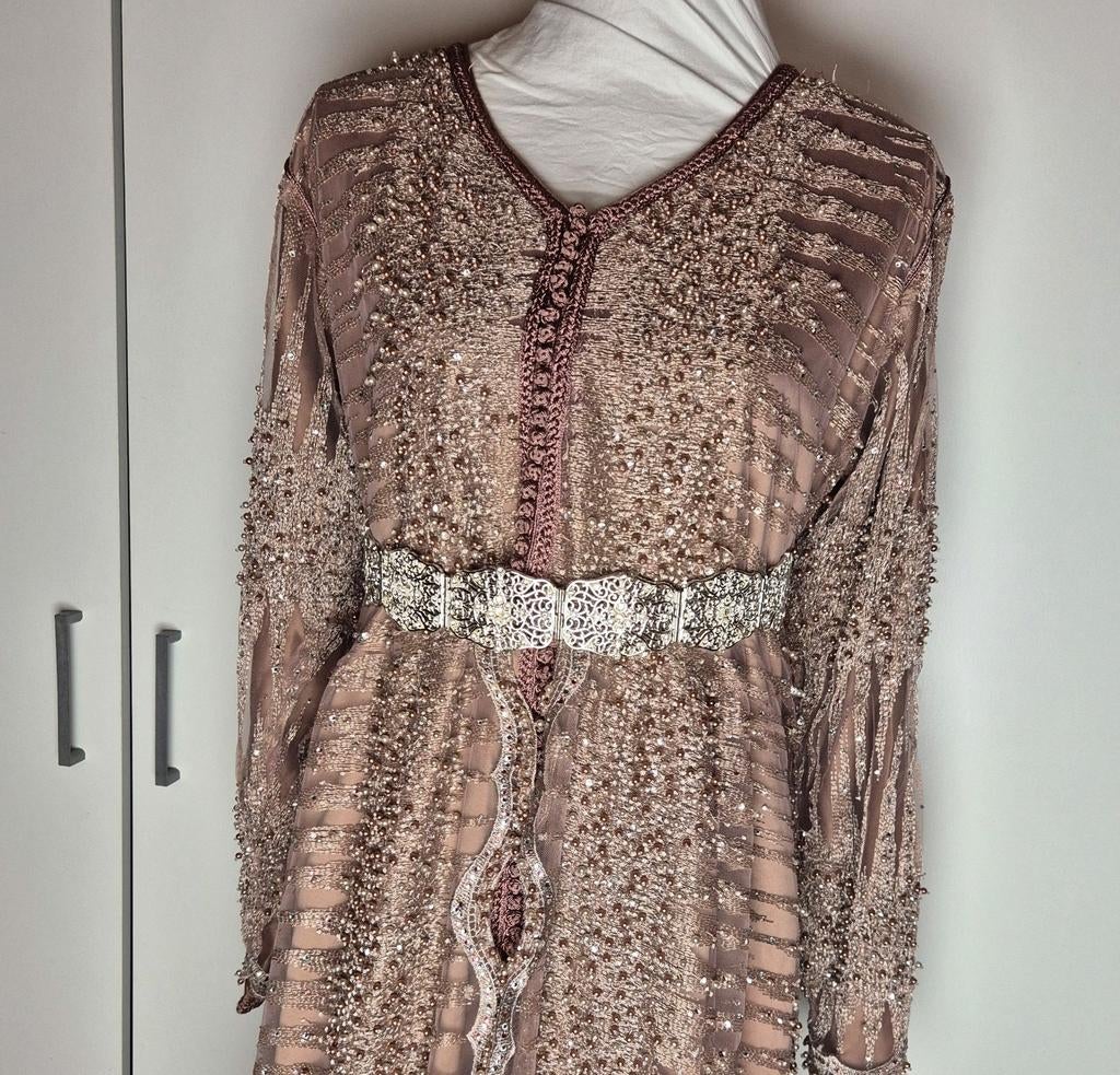 Takshita met Kralen en Parels, Beige, Maat 46/48 (XL) of groter, Ophalen of Verzenden, Zo goed als nieuw