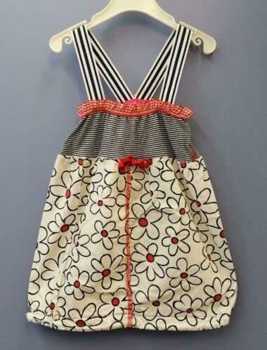 Kiezeltje tuniek / jurkje wit + blauwe bloemen 110-116 36057