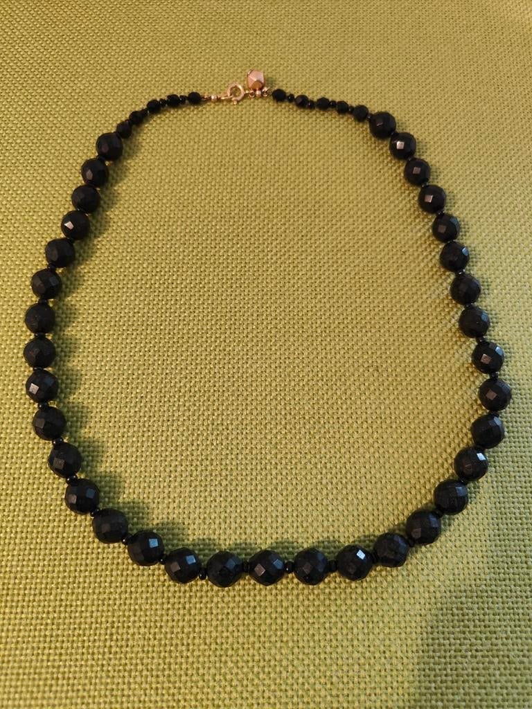 Antieke gitten ketting, rouwketting facetgeslepen, Ophalen of Verzenden