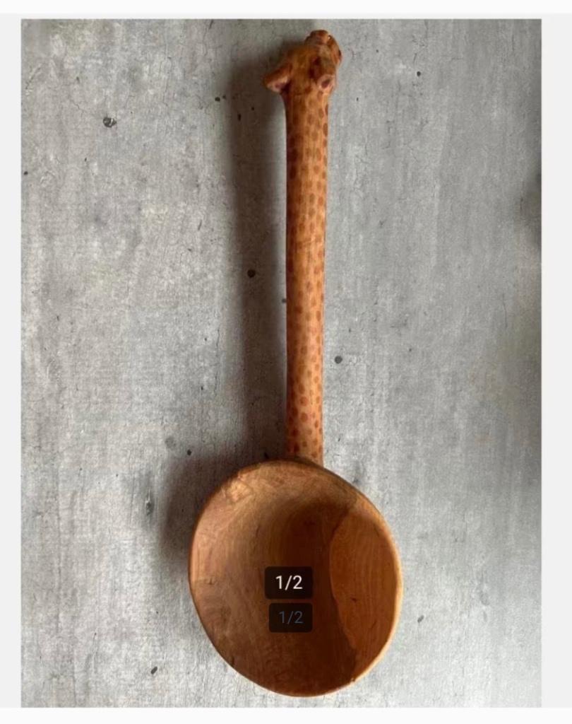 Houten Pollepel Giraf - Handgesneden 30 cm, Ophalen of Verzenden