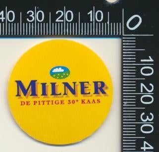 Sticker: Milner - De pittige 30+ kaas, Ophalen of Verzenden, Zo goed als nieuw, Bedrijf of Vereniging