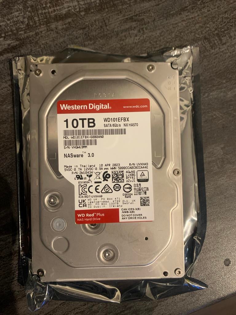 WD Red Plus 10TB HDD, Computers en Software, Harde schijven, Intern, Gebruikt, Server, Ophalen of Verzenden
