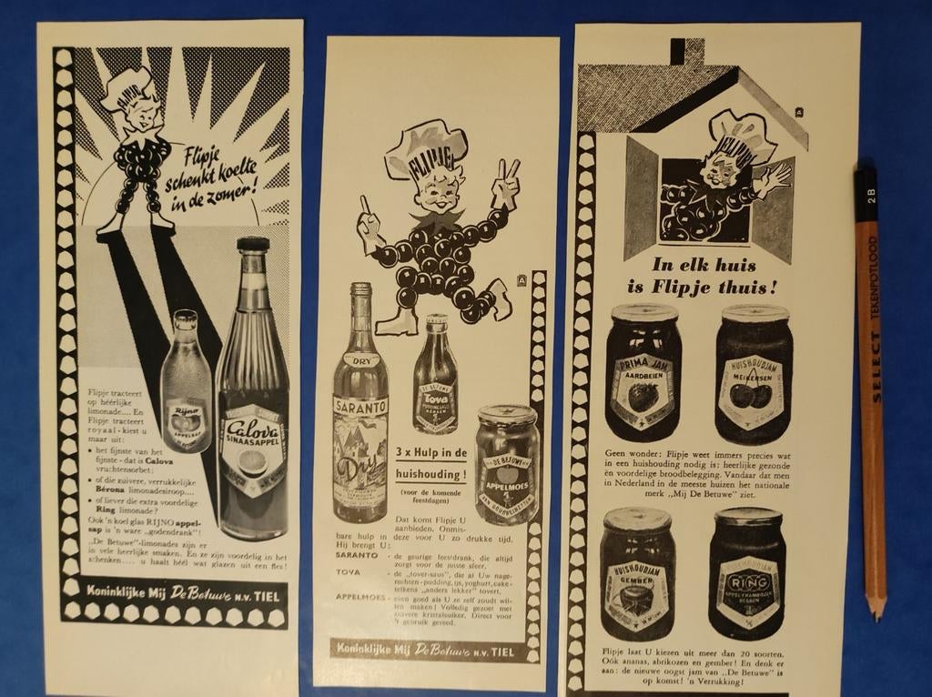 Flipje De Betuwe Tiel advertenties 1958, Ophalen of Verzenden, 1940 tot 1960, Tijdschrift